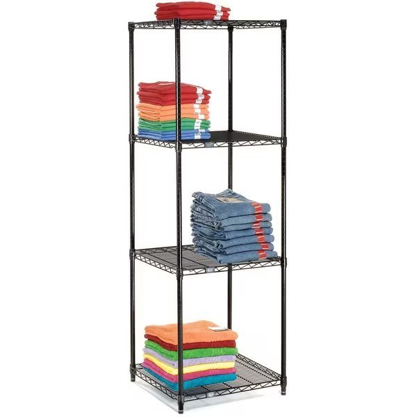 4 Tier Black Epoxy Wire Shelving Starter Unit, 36W x 24D x 86H, Nexel, Mfr#: 24368B